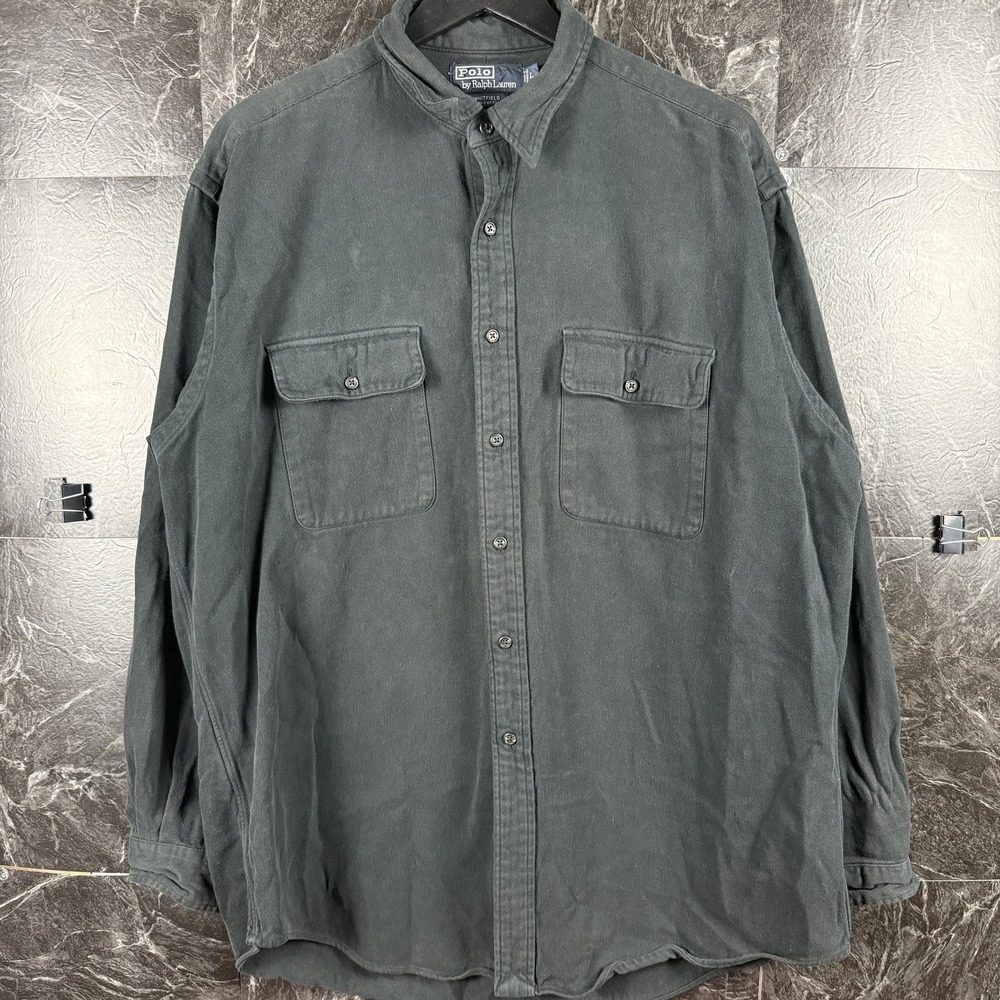Polo Ralph Lauren Men's Black Vtg Pocket Whitfield Button Shirt Large
